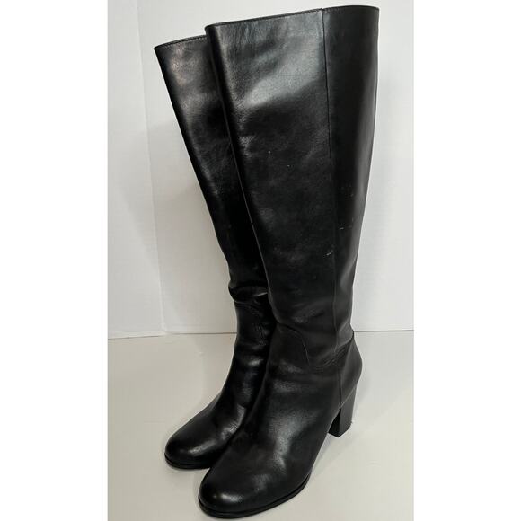 Cole Haan Shoes - Cole Haan Black Leather Knee-high Boots, Back Zip Size 7